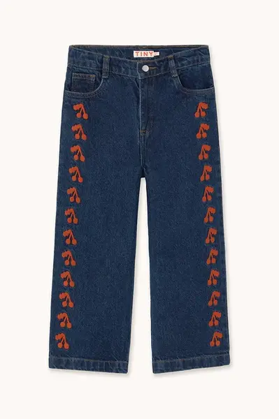 Tinycottons Dětské rifle Tinycottons CHERRIES EMBROIDERED JEANS