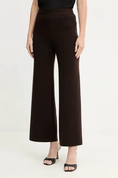 Vlněné kalhoty Luisa Spagnoli dámské, hnědá barva, high waist, 100103