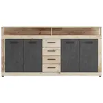 MID.YOU ŠIROKÁ KOMODA, antracitová, barvy dubu, 190/96/32 cm