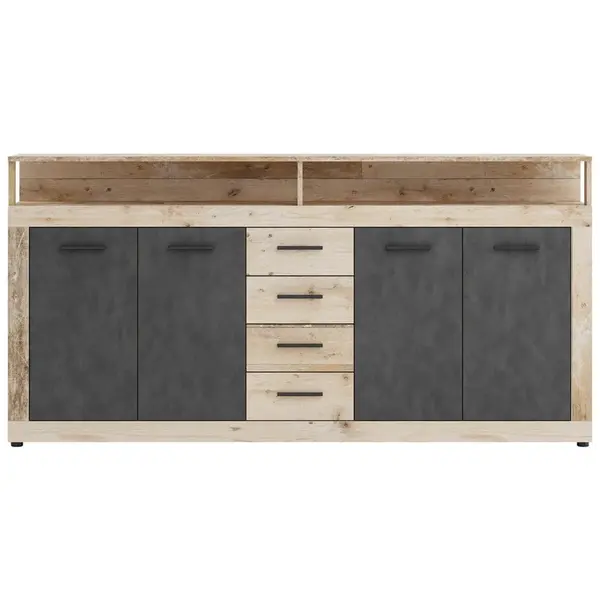 MID.YOU ŠIROKÁ KOMODA, antracitová, barvy dubu, 190/96/32 cm