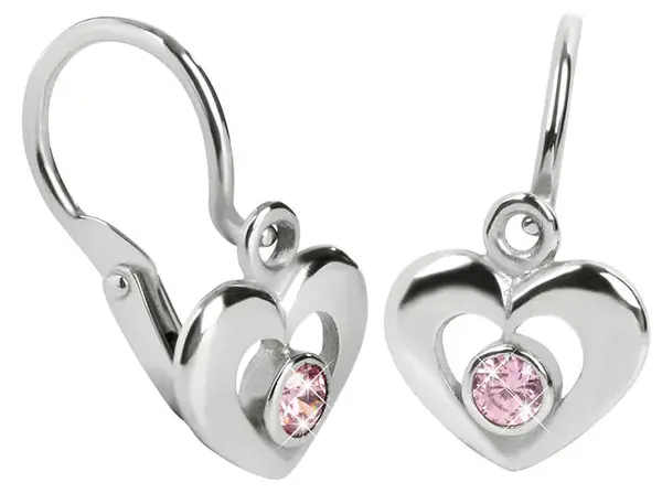 Soliter Dětské náušnice Srdíčka z bílého zlata 236 001 00988 07 - růžové