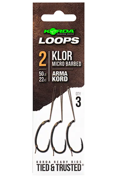 Korda hotové montáže loop rigs klor - háček 2 nosnost 50 lb