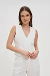 Marisse White Linen Vest