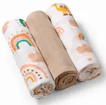 Babyono Mušelínové - super měkké plenky , 3ks - béžové