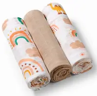 Babyono Mušelínové - super měkké plenky , 3ks - béžové
