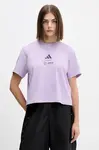 Bavlněné tričko adidas x Mercedes dámské, fialová barva, JX8816