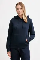 Mikina Tommy Jeans dámská, tmavomodrá barva, s kapucí, s potiskem, DW0DW21963