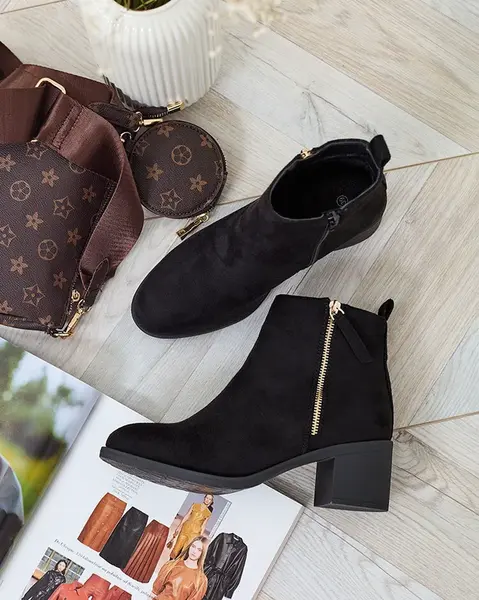 Resti Black eco suede women's low stiletto boots Rejerry