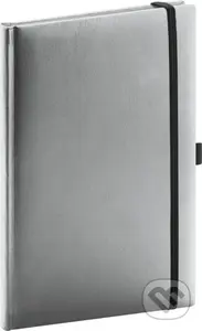 NOTIQUE Notes Balacron - strieborný, bodkovaný (s gumičkou a pútkom na ceruzku)