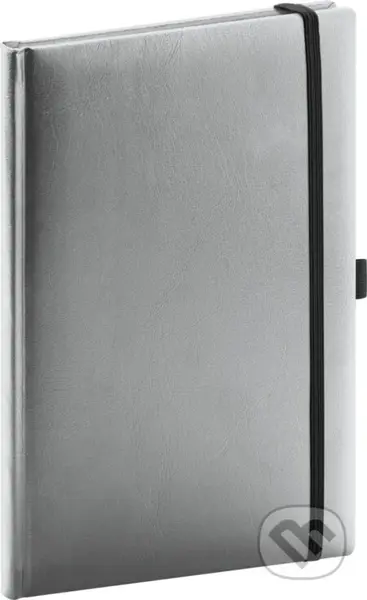 NOTIQUE Notes Balacron - strieborný, bodkovaný (s gumičkou a pútkom na ceruzku)