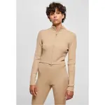Women's sweater with zipper in beige color