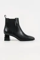 Kožené kotníkové boty Karl Lagerfeld KAYLA dámské, černá barva, na podpatku, lehce zateplené, KL35440