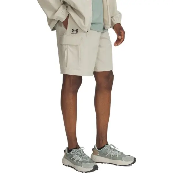 Under Armour VIBE WOVEN Pánske krátke nohavice, béžová, veľkosť L