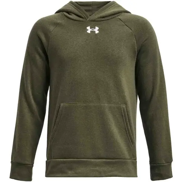 Under Armour RIVAL FLEECE HOODIE Chlapecká mikina, khaki, velikost S