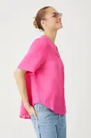 Lněná halenka Medicine dámská, růžová barva, hladká