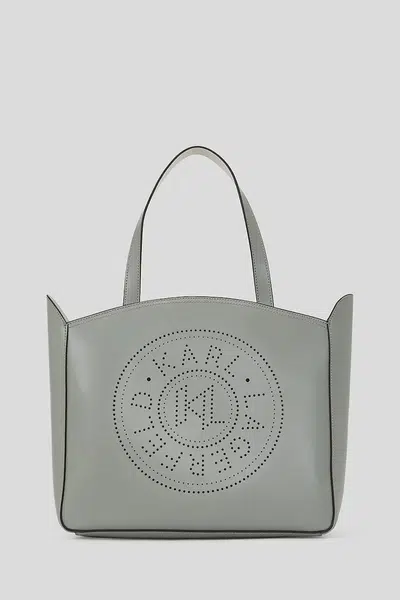 Kožená kabelka Karl Lagerfeld šedá barva, A3W30043