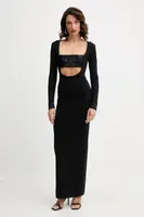 Šaty z vlněné směsi Retrofete Raelle černá barva, maxi, HL25-10438