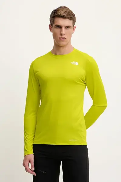 Sportovní tričko s dlouhým rukávem The North Face Shadow zelená barva, NF0A87TVJE31