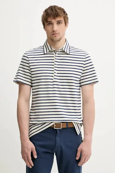 Polo tričko BARENA VENEZIA pánské, béžová barva