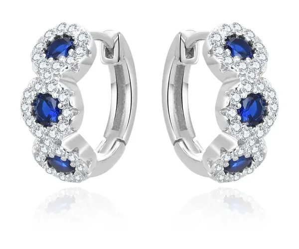 Beneto Blyštivé stříbrné náušnice se zirkony AGUC3338