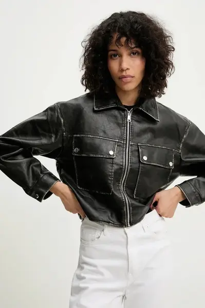 Bunda Answear.LAB černá barva, přechodná, oversize