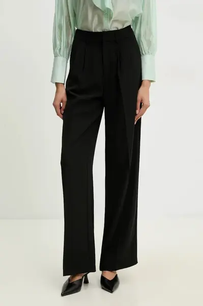 Kalhoty Answear.LAB dámské, černá barva, široké, high waist