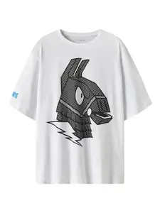 TWO SOON Tričko 'Fortnite'  azúrová / čierna / biela