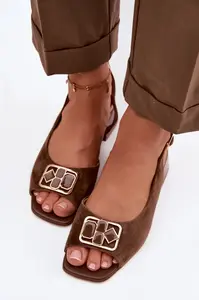 S. BARSKI Elegantní semišové sandály hnědé