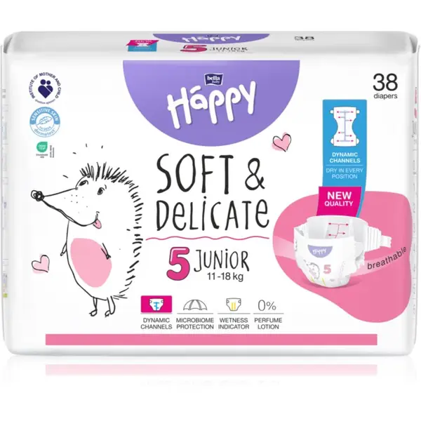 BELLA Baby Happy Soft&Delicate jednorázové pleny s kanálky Junior 11-18 kg 38 ks