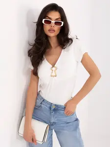 Halenka s krátkým rukávem, ecru