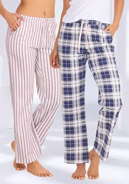 VIVANCE Pyžamové nohavice  námornícka modrá / ružová / biela