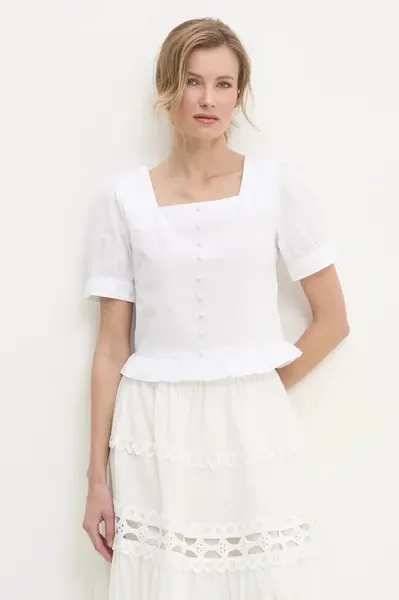 Halenka Answear.LAB bílá barva, hladká