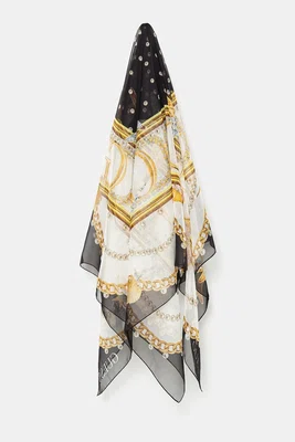 Šátek Guess černá barva, AW5297 SIL12
