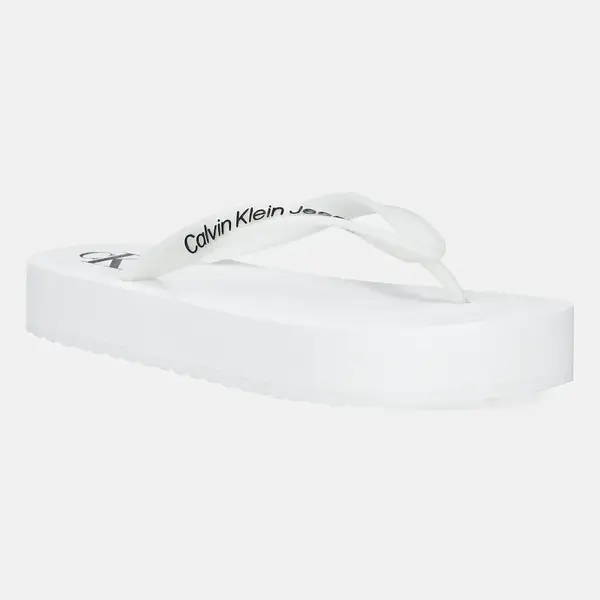 Žabky Calvin Klein Jeans BEACH SANDAL FLATFORM TPU dámské, bílá barva, na platformě, YW0YW01830