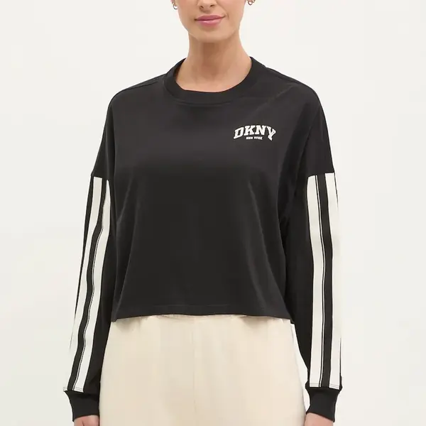 Bavlněné tričko s dlouhým rukávem Dkny černá barva, DP5T1226
