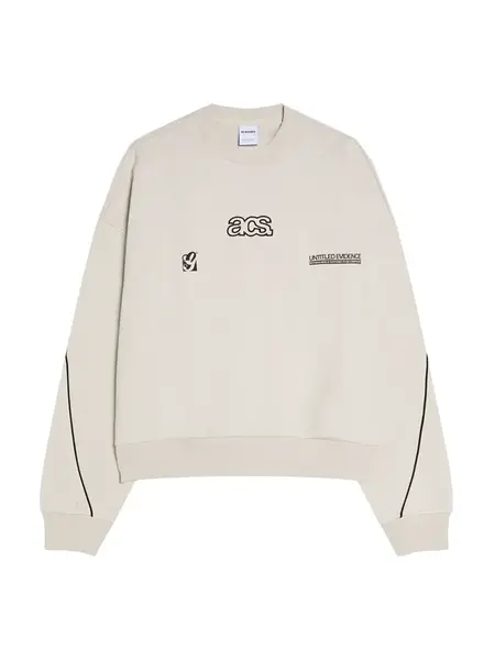 Bershka Mikina 'BOXY INTERLOCK PIPING'  sivá / čierna