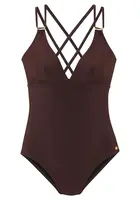 JETTE Jednodielne plavky  tmavohnedá