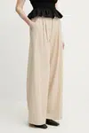 Kalhoty Gestuz dámské, béžová barva, jednoduché, high waist, 10909871