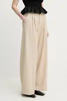 Kalhoty Gestuz dámské, béžová barva, jednoduché, high waist, 10909871
