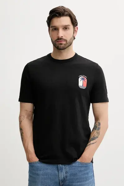 Bavlněné tričko Tommy Hilfiger pánské, černá barva, s potiskem, MW0MW39354