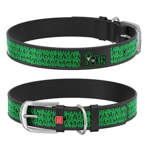 Kožený obojok JOKER DC COMICS čierny, Obvod krku: 18-24 cm, širka: 9 mm