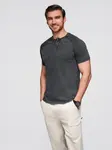 Ombre Men's T-shirt with wash effect and buttons at neckline - black