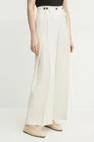 Tepláky s příměsí lnu Liviana Conti béžová barva, high waist, F5SL78