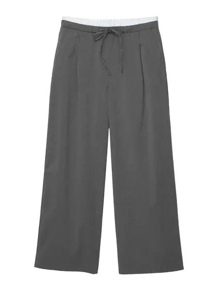 Pull&Bear Plisované nohavice  antracitová / biela