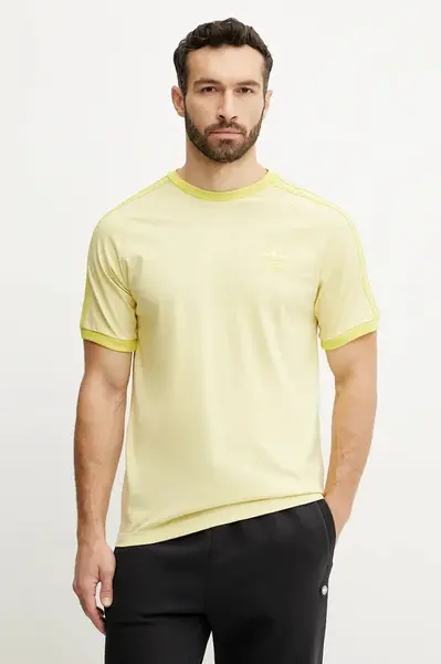 Bavlněné tričko adidas Originals 3-Stripes žlutá barva, JN7021