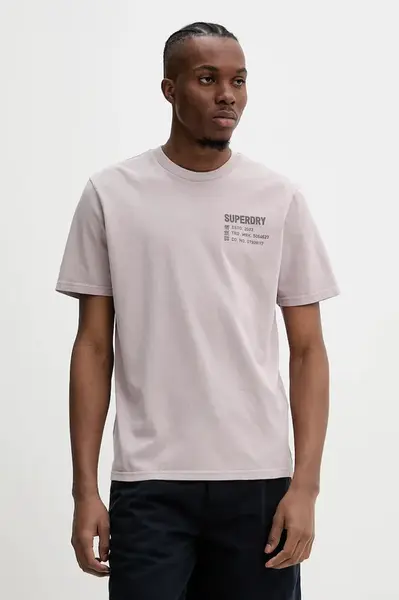 Bavlněné tričko Superdry šedá barva, s potiskem, M1012116A-HJH