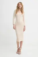 Šaty Blugirl Blumarine béžová barva, midi, přiléhavé, RA5012.MS99E