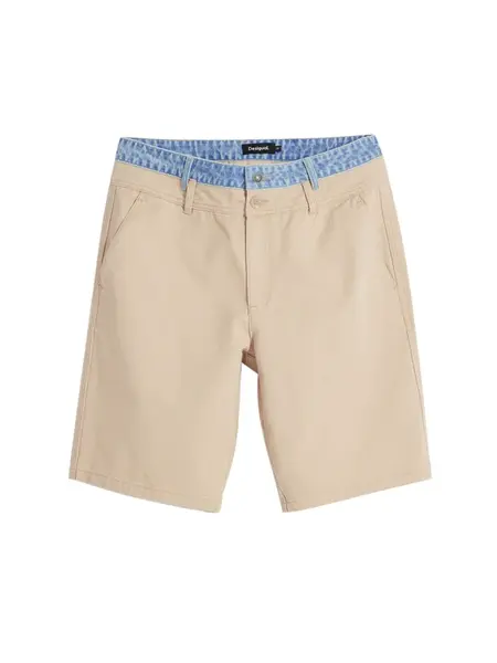 Desigual Nohavice  béžová / modrá denim