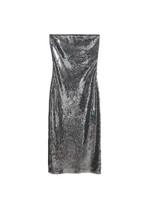 MANGO Kokteilové šaty 'Xariel'  strieborná