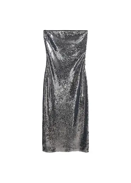 MANGO Kokteilové šaty 'Xariel'  strieborná